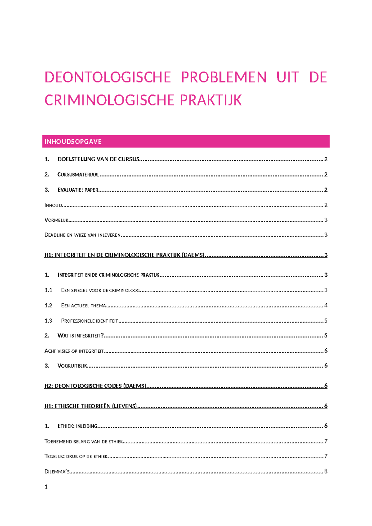 Notities deontologische problemen uit de criminologische praktijk ...