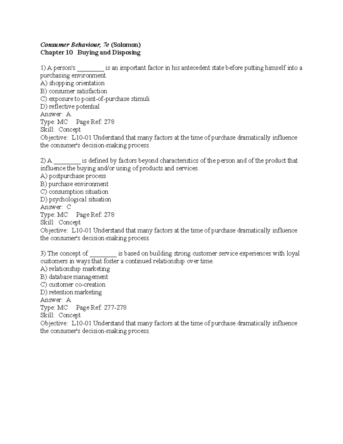 C10 - Solutions - Consumer Behaviour, 7e (Solomon) Chapter 10 Buying ...
