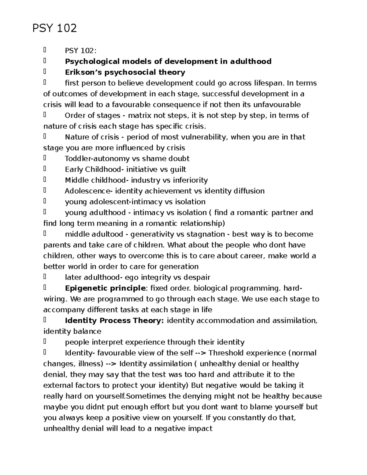 Introduction To Psychology Lecture Notes Psy 102 Psy 102 Psy 102 Introduction To Psychology Lecture Notes Psy 102 Psy 102 Psy 102