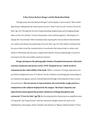 Kruger Paper Engl4801 Race And Gender In Visual Art Studocu