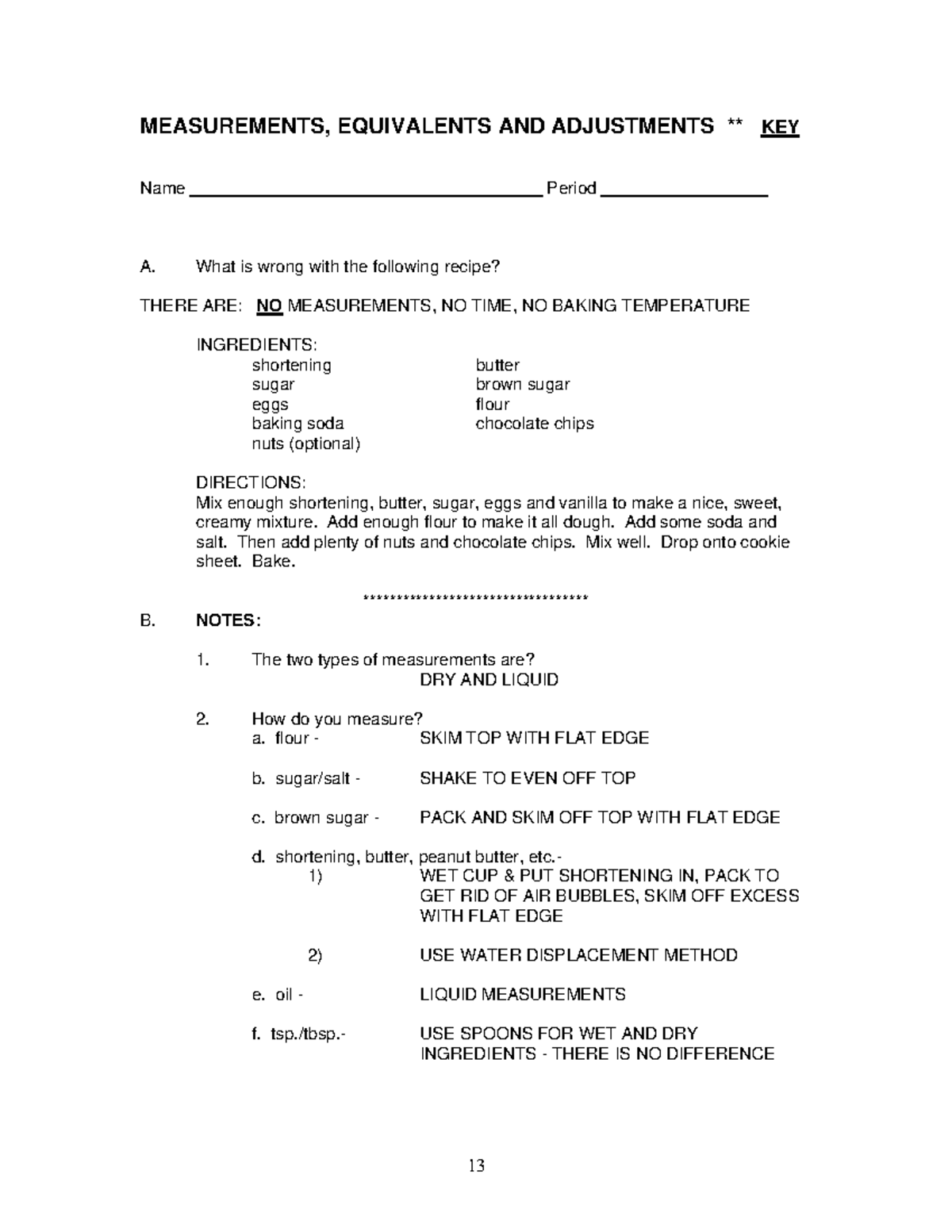 Measurements Quiz Measurement conversion quiz 13 MEASUREMENTS