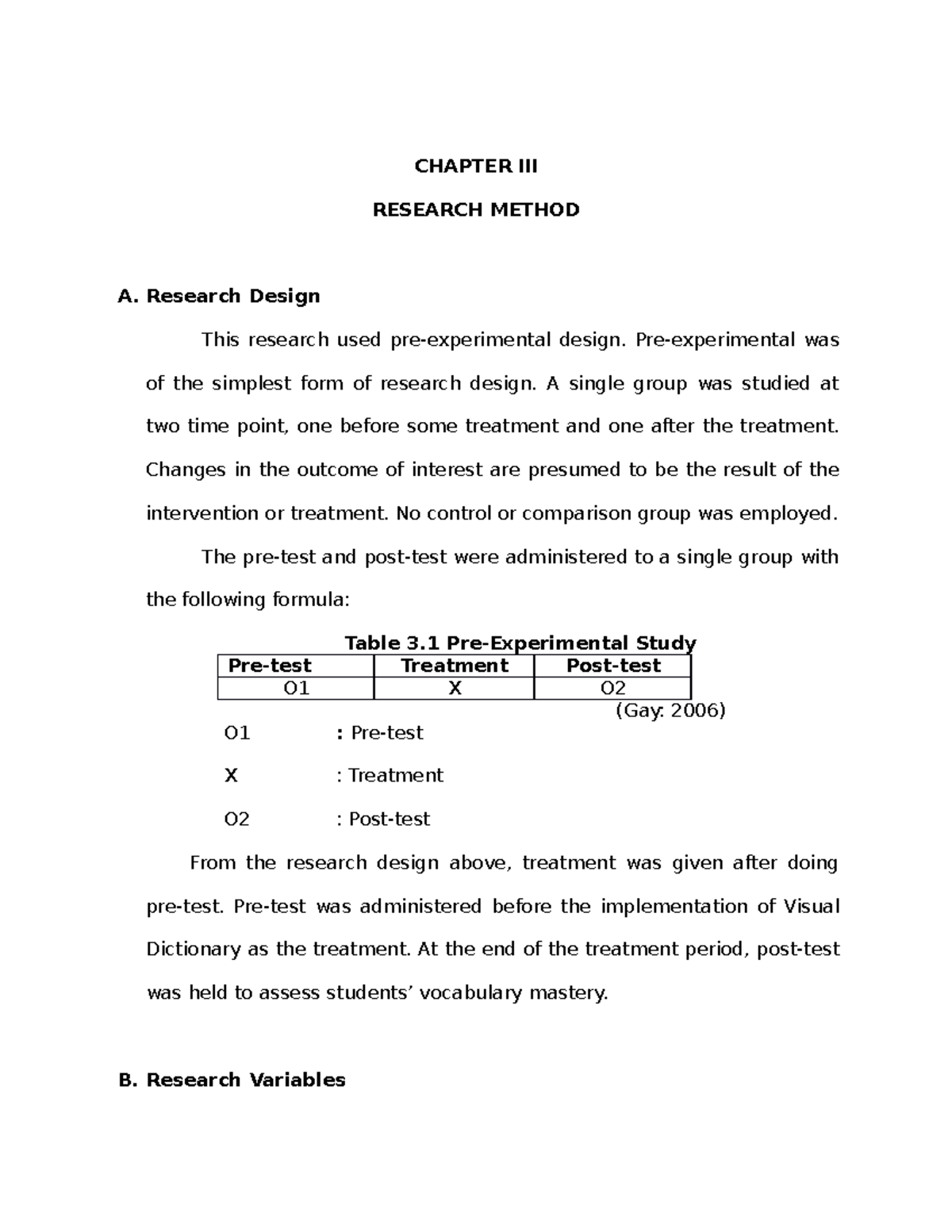 skripsi pre experimental design