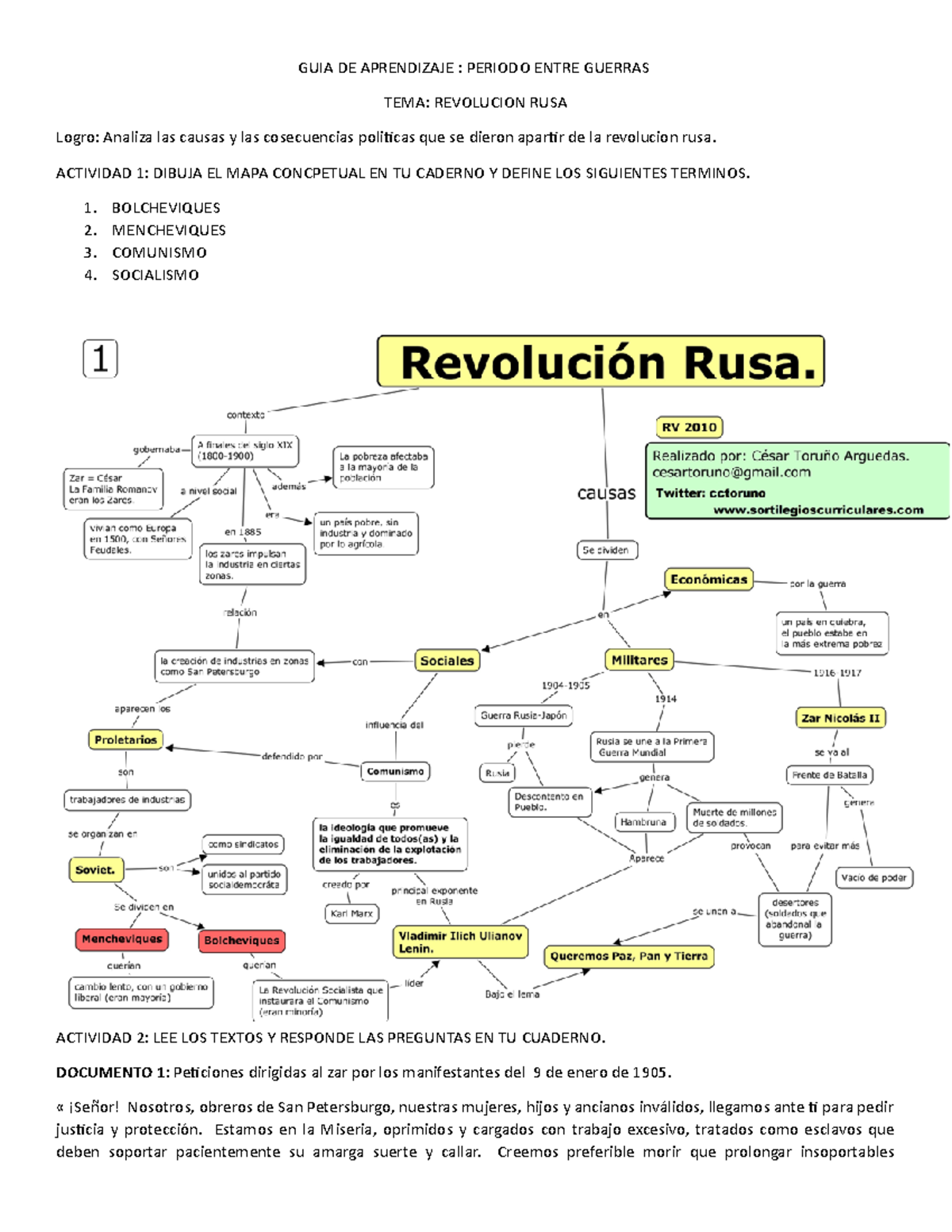 Revolución Rusa Taller Bueno Guia De Aprendizaje Periodo Entre Guerras Tema Revolucion 9280