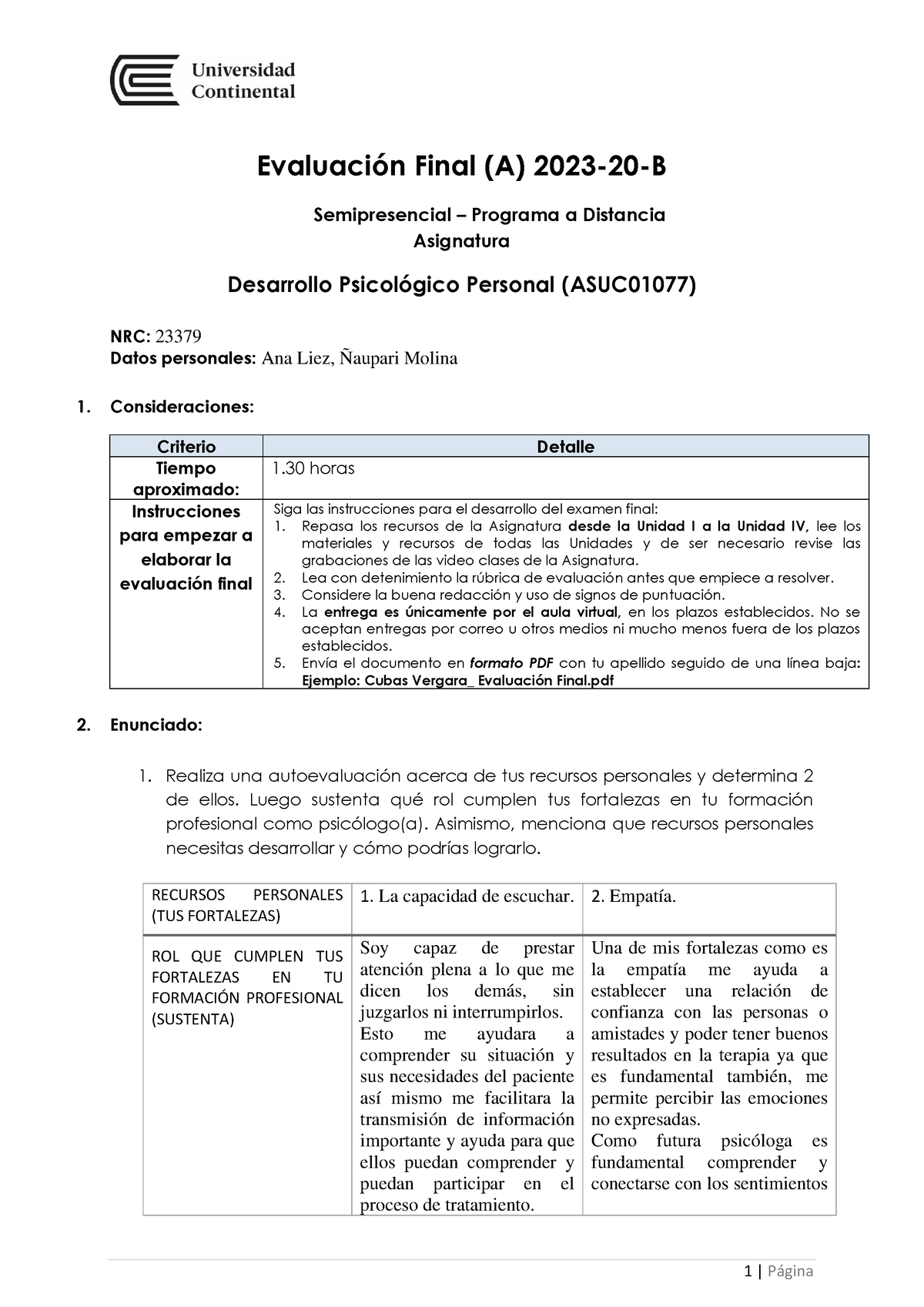 Ñaupari Molina Evaluacion Final - Evaluación Final (A) 2023 - 20 - B ...