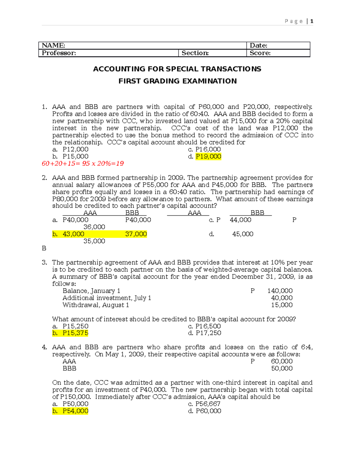 473814512-Solutions-docx - NAME: Date: Professor: Section: Score ...