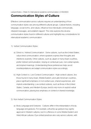 Early Models of Culture Shock - 5 of the most prominent are listed ...