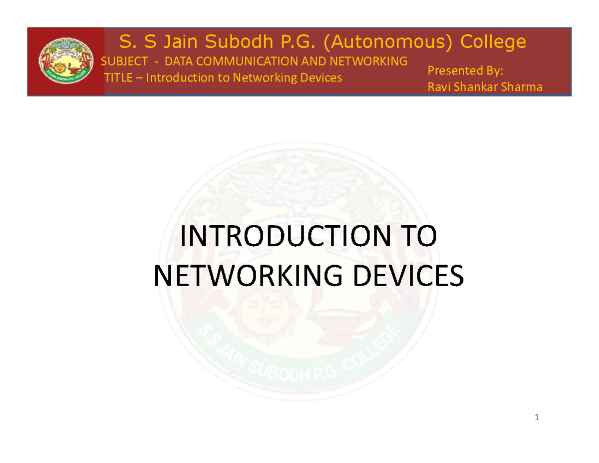 Introduction Networking Devices S S Jain Subodh P Autonomous