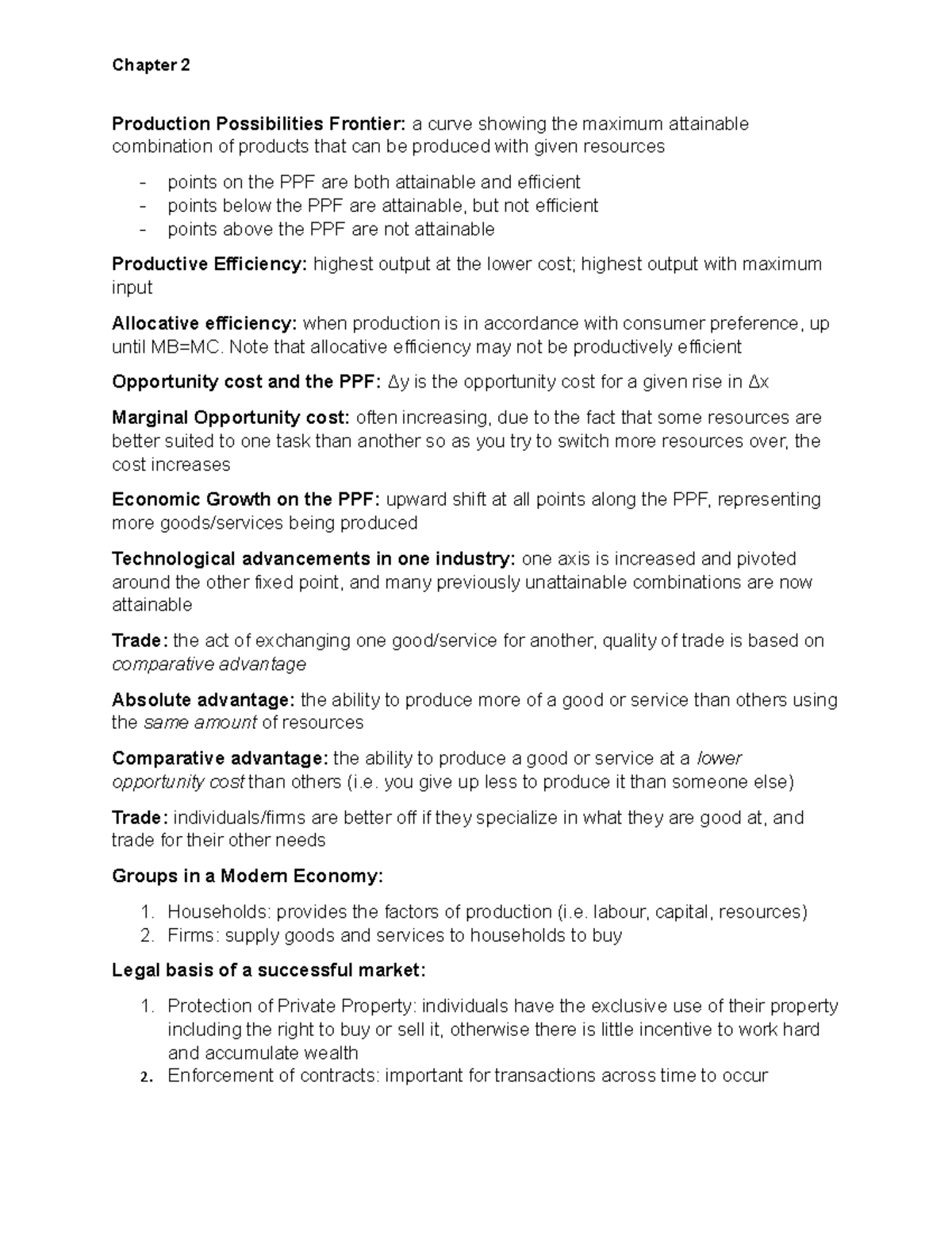 Chapter 2 - Chapter 2 Production Possibilities Frontier: a curve ...