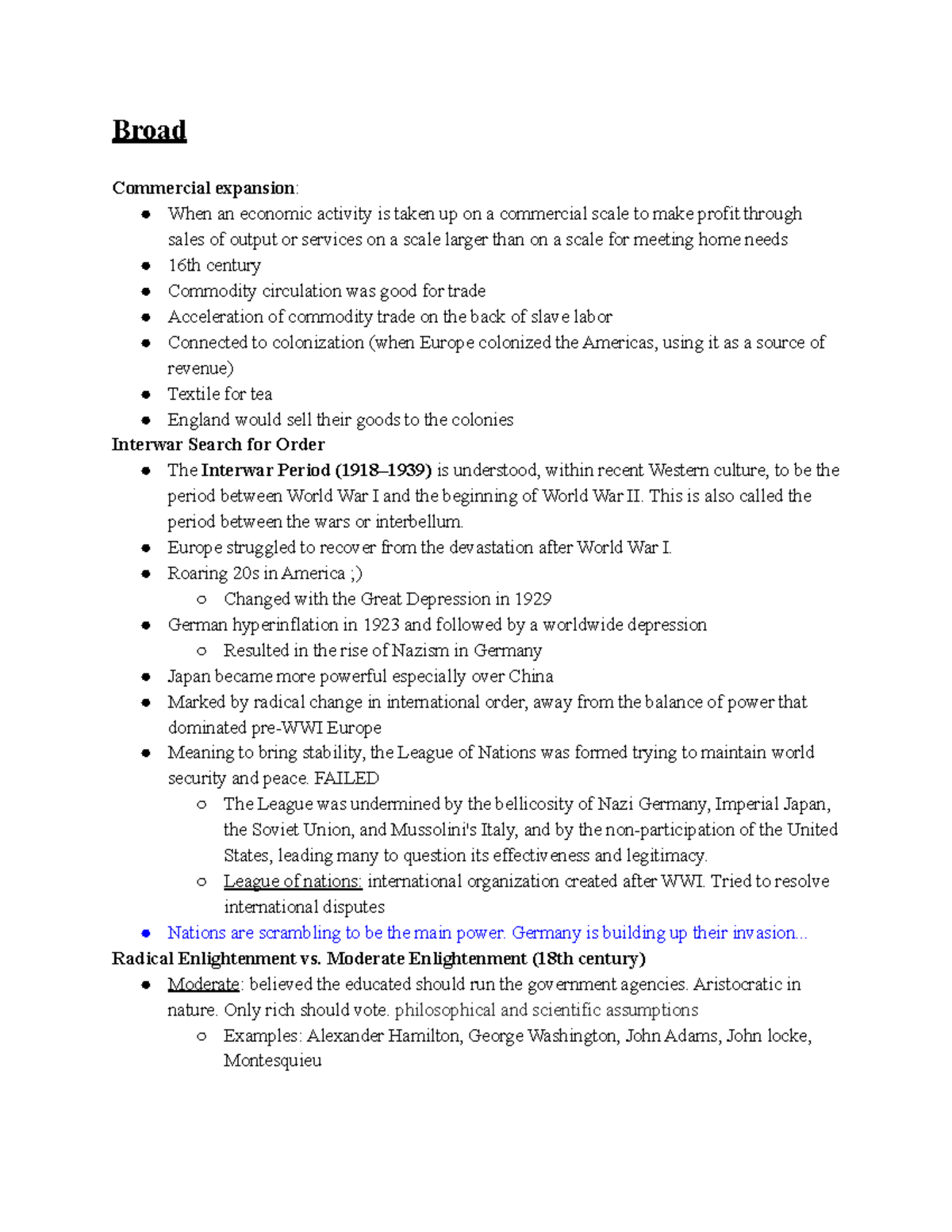 History 2C Study Guide - Professor Stephens, C FALL 2018 - Broad ...