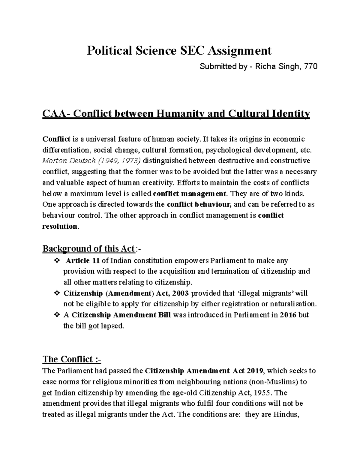 assignment topics for political science