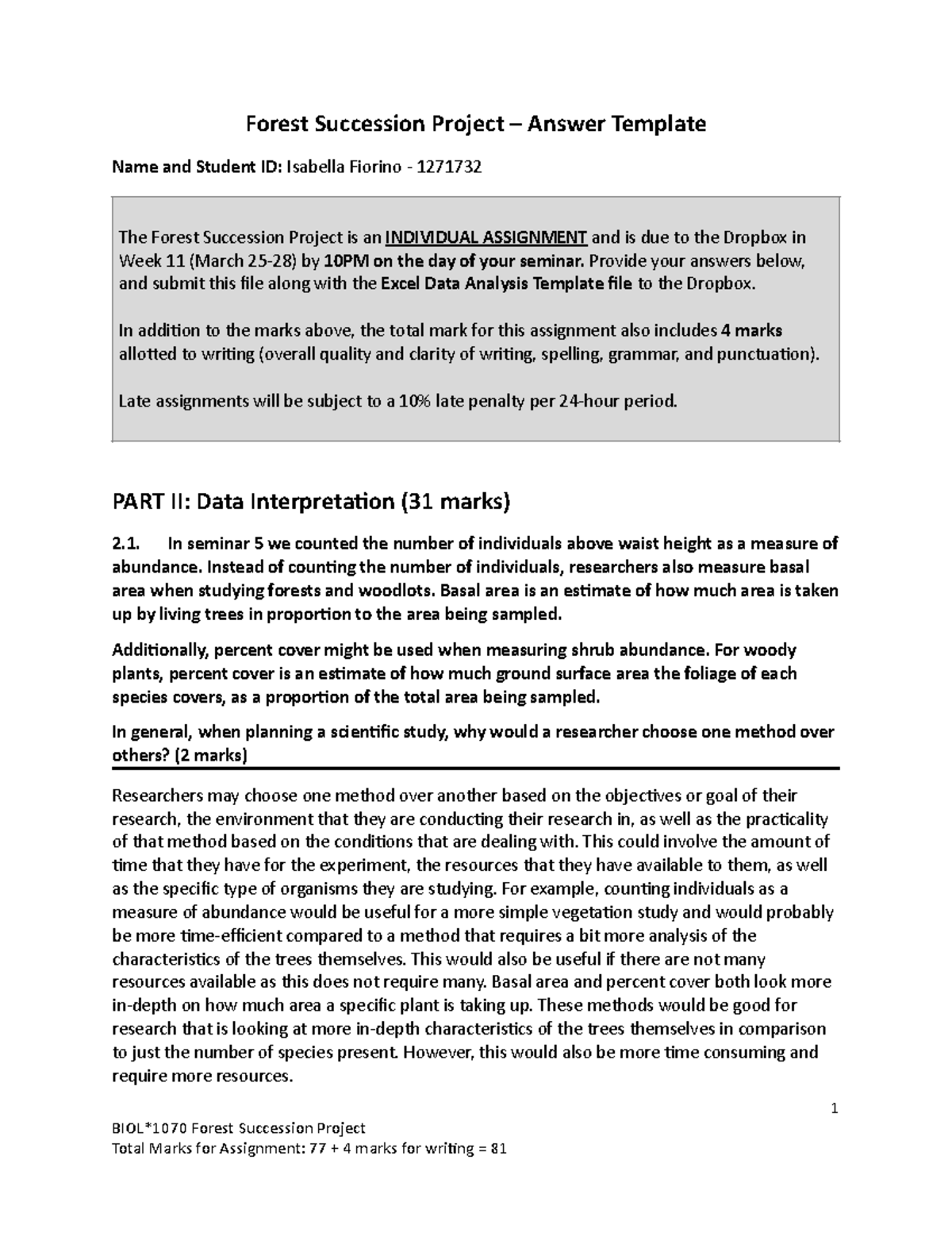 W24 Fo SP Written Answer - Forest Succession Project – Answer Template ...