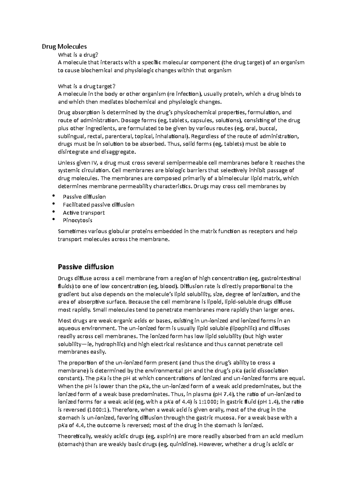 Drug Molecules - To provide an understanding of the formulation of ...