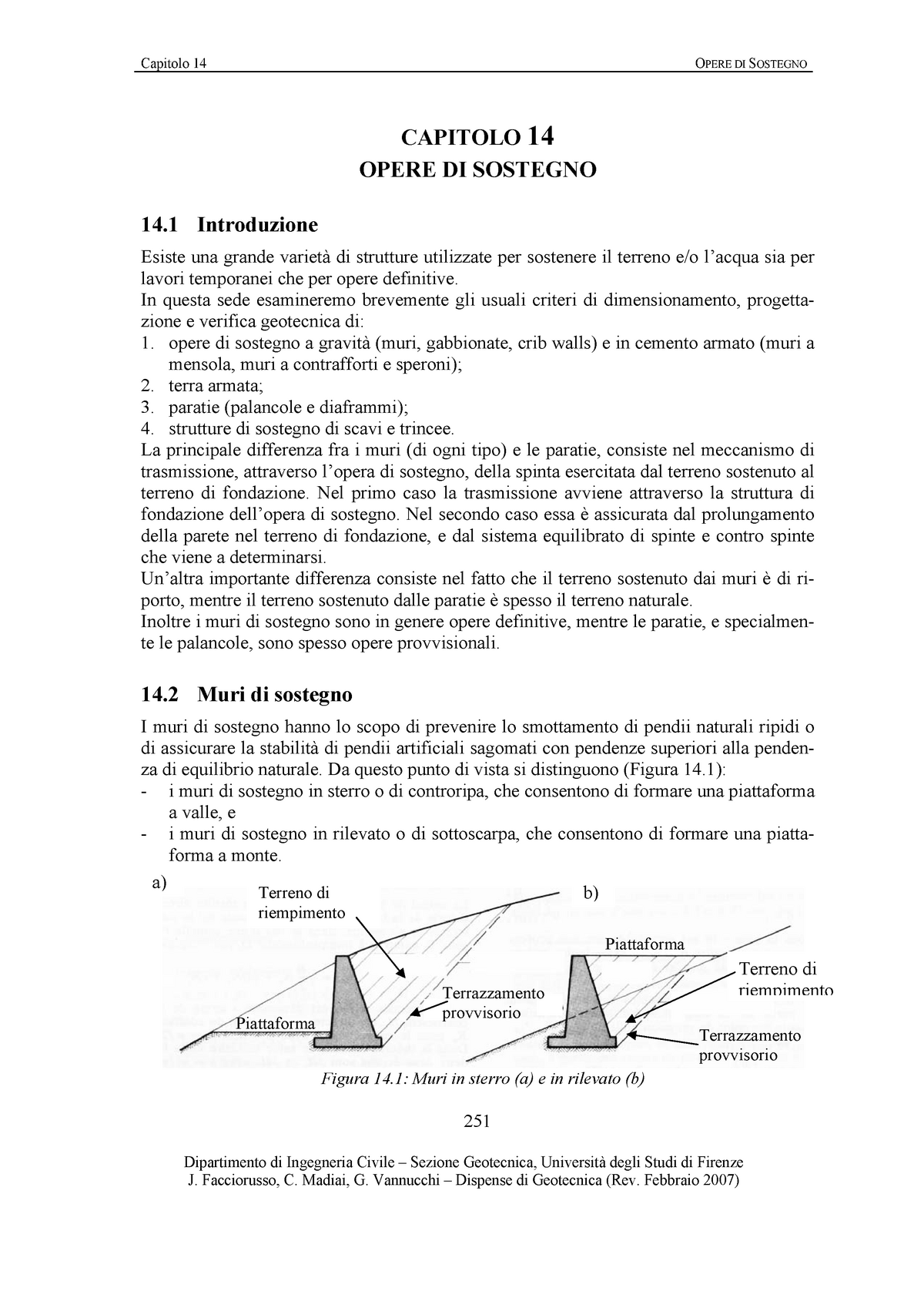 Geotecnica Muri Di Sostegno.Appunti Lezione 14 Opere Di Sostegno Geotecnica Ing Civile A A 2008 2009 Studocu