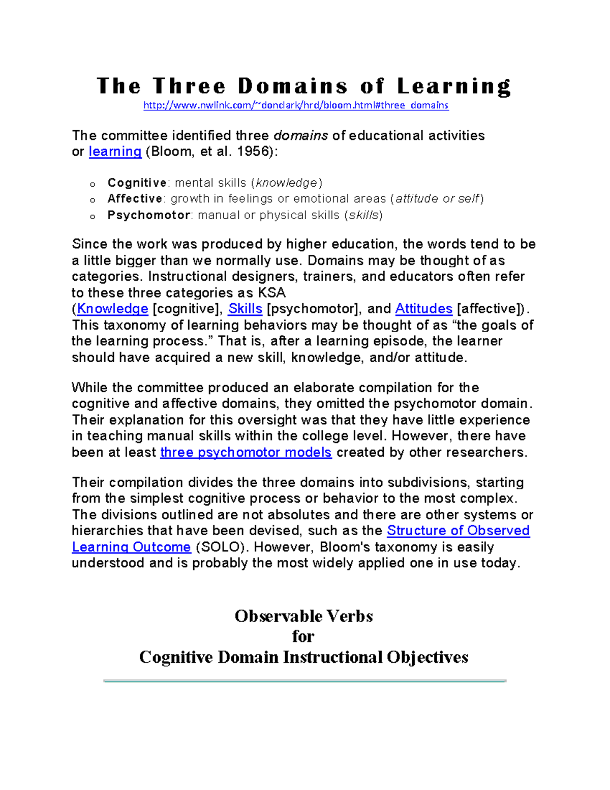3 domains for Instructional Objectives how to state objectives - T h e ...