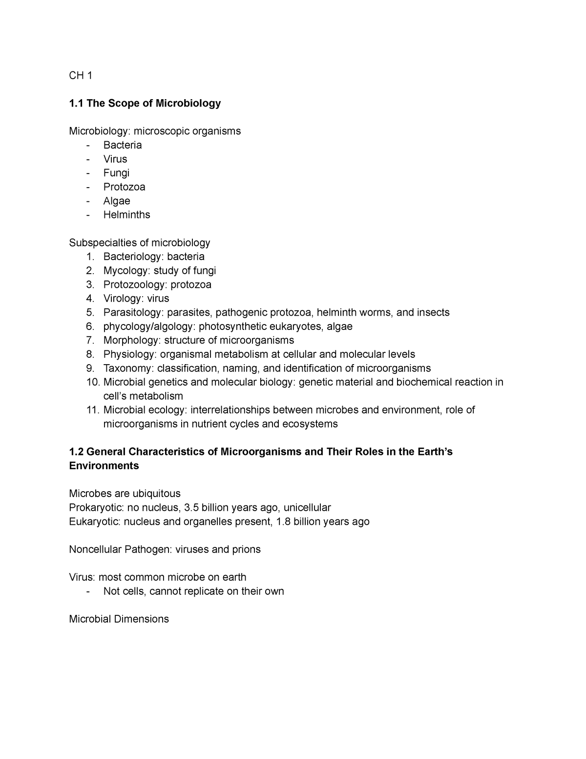 CH 1-4 Microbio - CH 1 1 The Scope Of Microbiology Microbiology ...