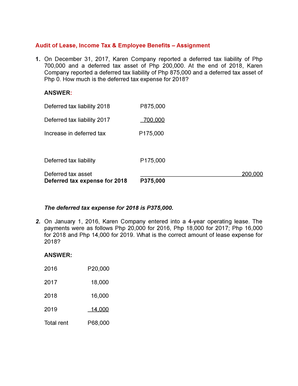 assignment of lease tax treatment