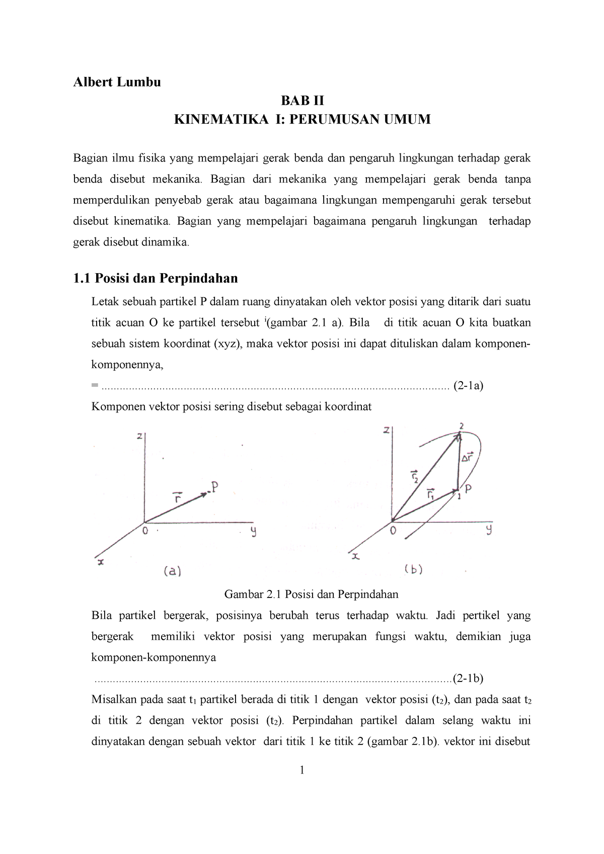 BAB 2 - Fisika - Essay - Albert Lumbu BAB II KINEMATIKA I: PERUMUSAN ...