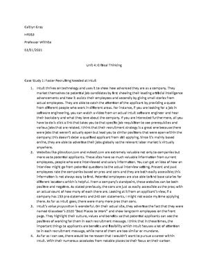 Unit 5 critical thinking - Week 5 Critical Thinking Haneefah Staples ...