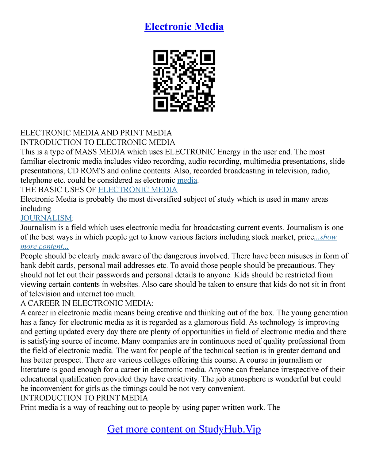 electronic media essay