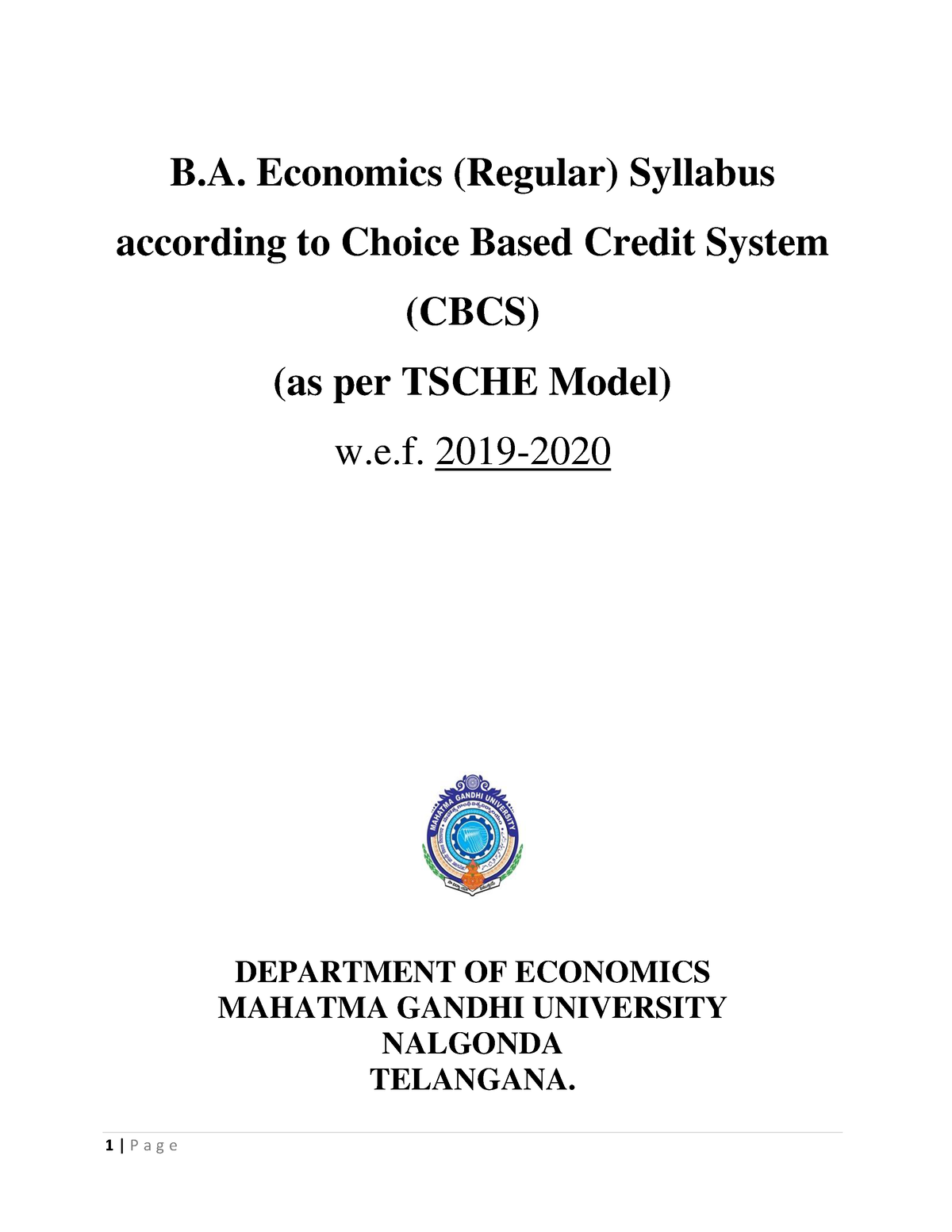 B.A Economics CBCS Revised 2019-20 - B. Economics (Regular) Syllabus ...