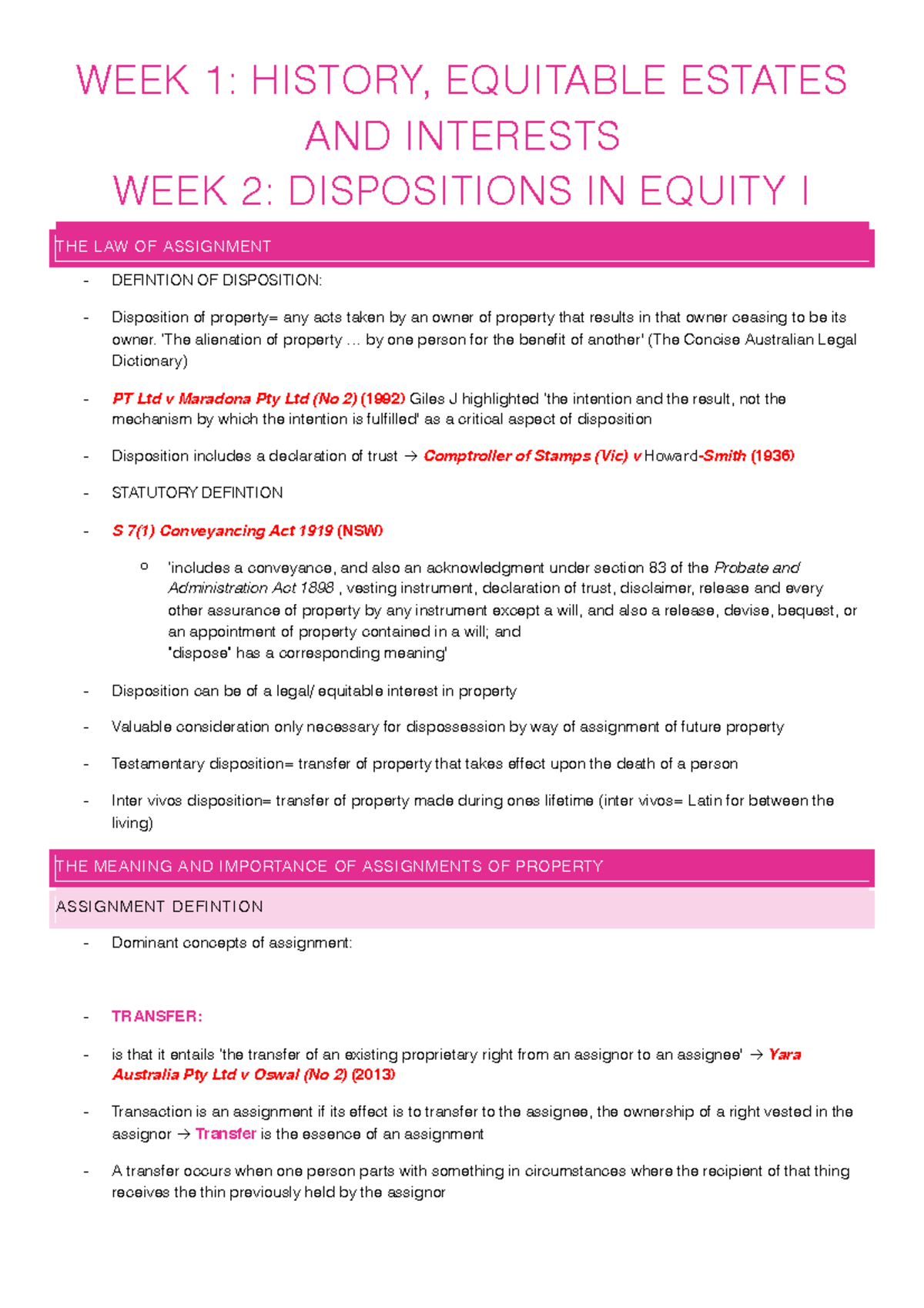 Equity and trusts notes - WEEK 1: HISTORY, EQUITABLE ESTATES AND ...