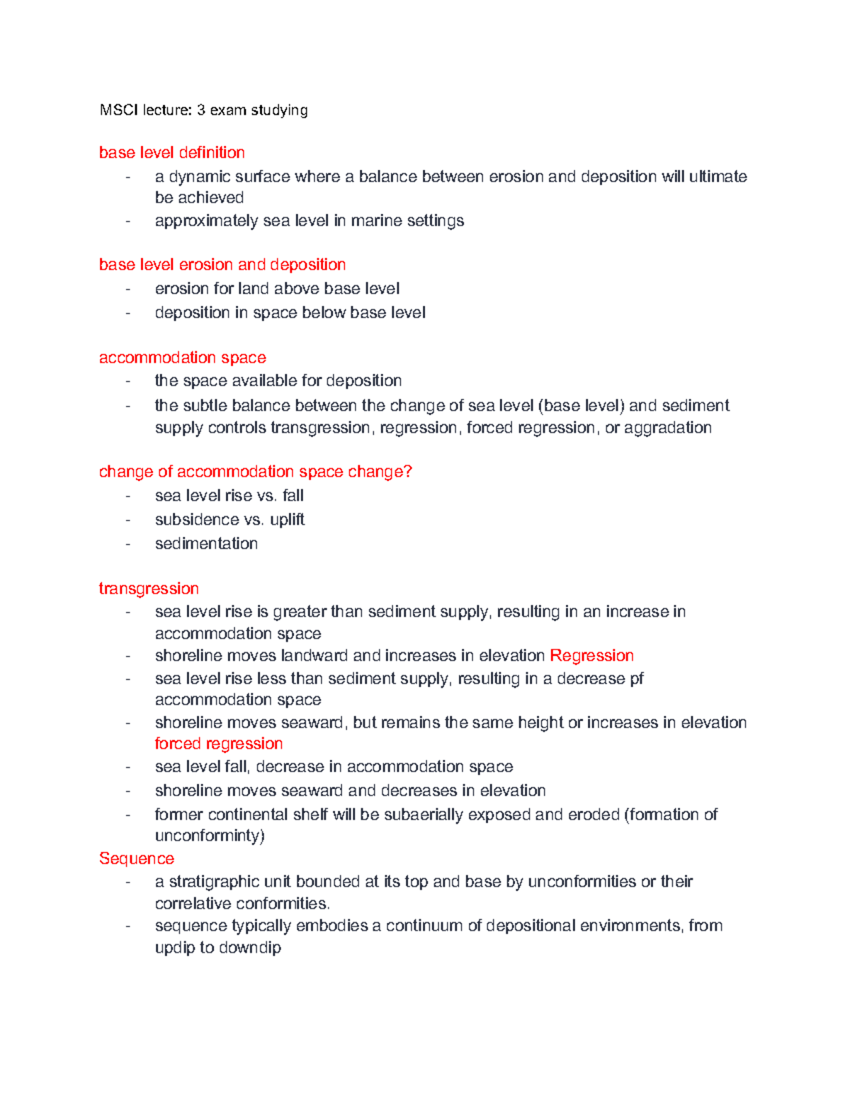 Study guide test 3 msci 304 MSCI lecture 3 exam s tudying base level