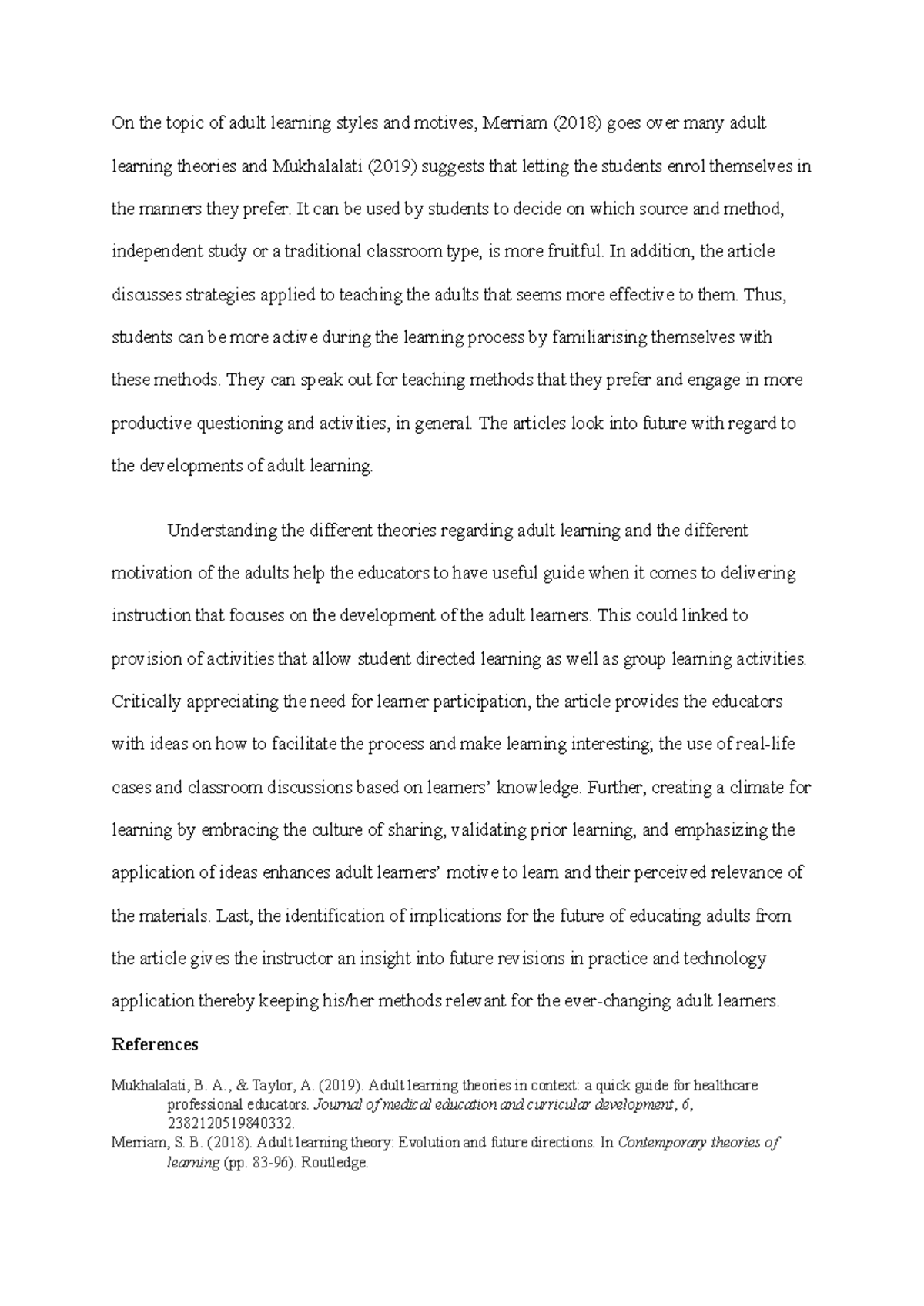 Module 1 - adult learners theory and course design - On the topic of ...