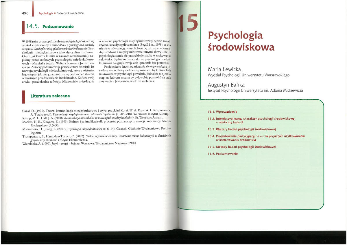 Psychologia śrosowiskowa Strelau - Psychologia społeczna - Studocu