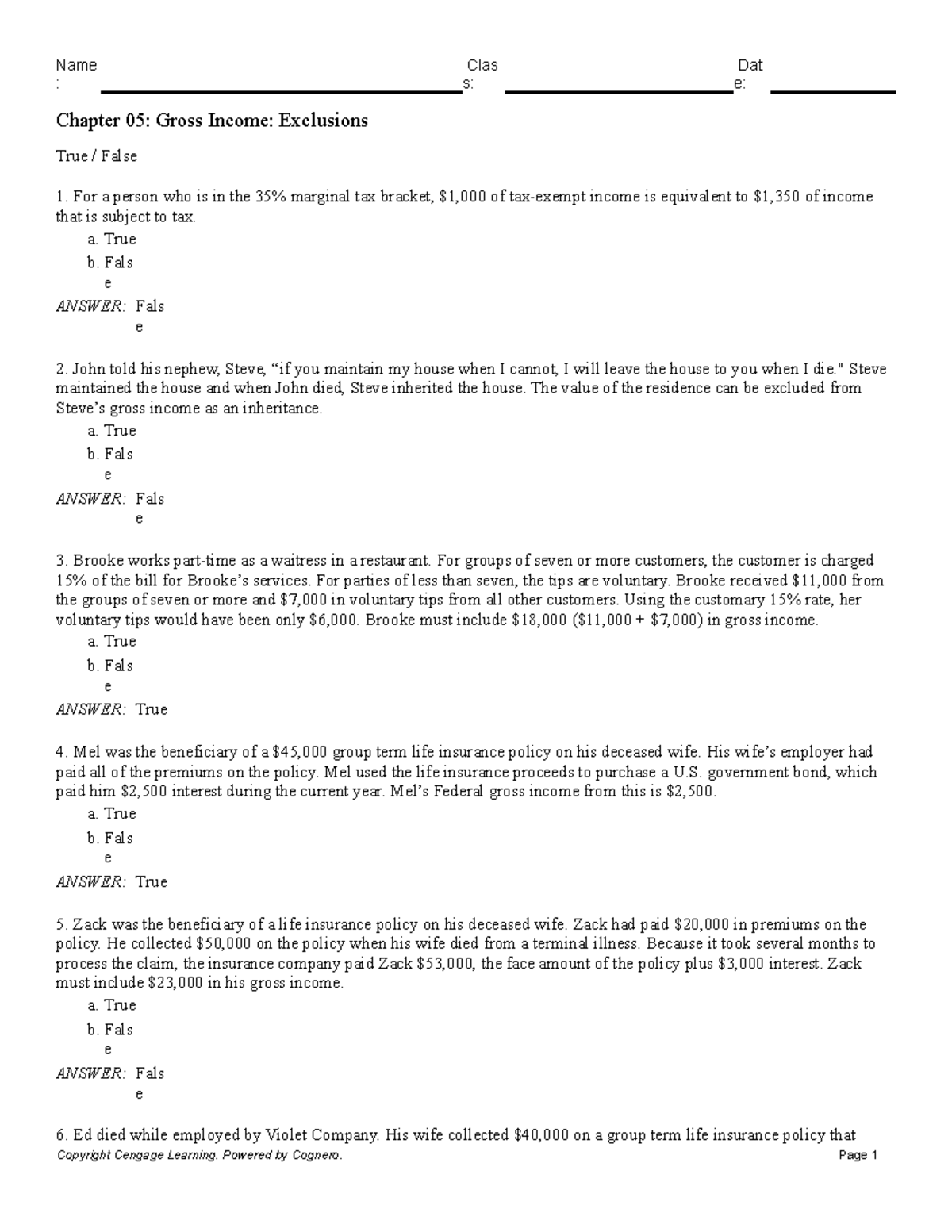 ACC 3500- Ch 5 Gross Income Exclusions - : S: E: Chapter 05: Gross ...