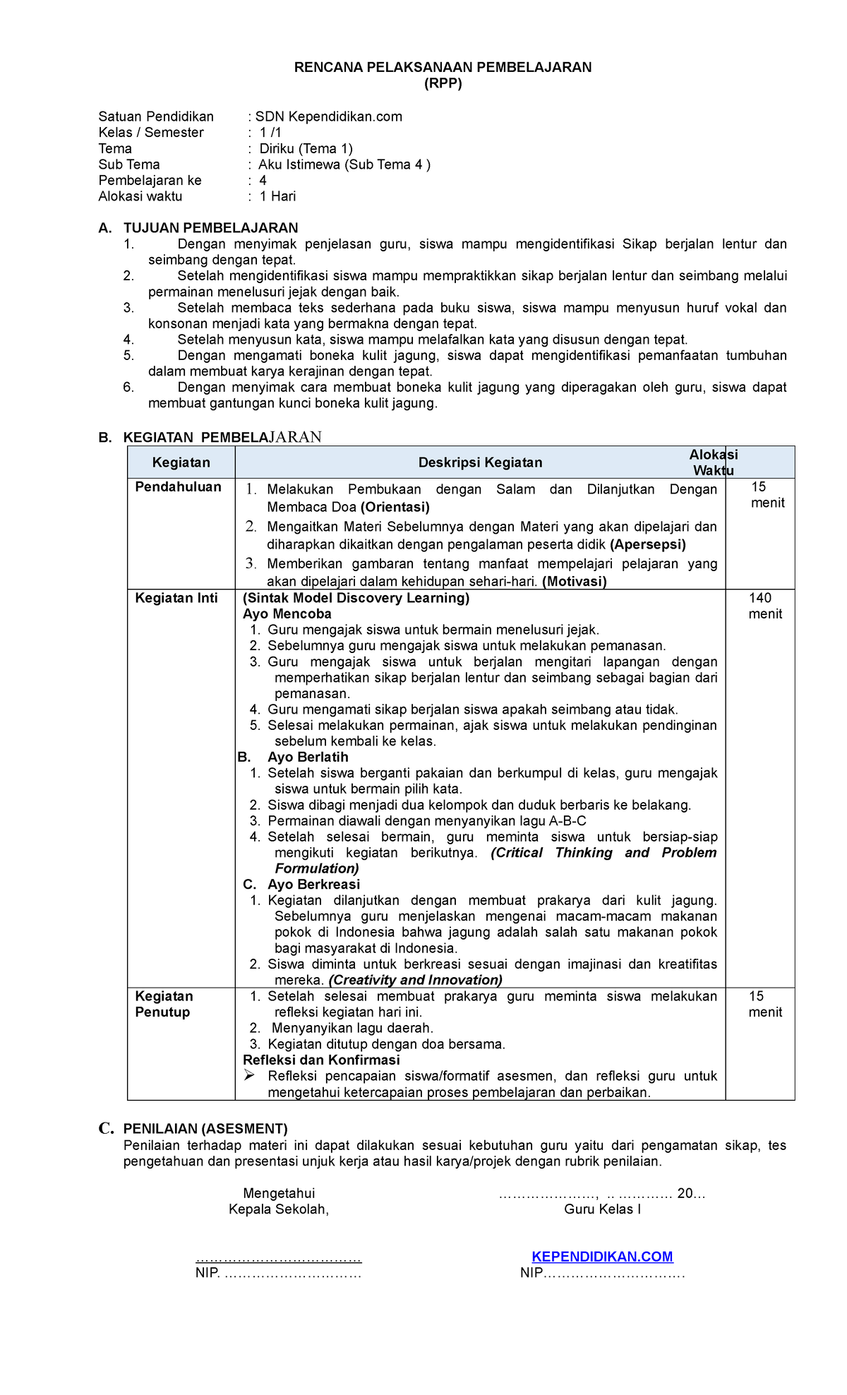 1.1.4.4 (kependidikan - RENCANA PELAKSANAAN PEMBELAJARAN (RPP) Satuan ...