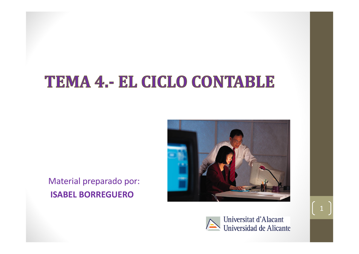 TEMA 5: El Ciclo Contable - Material Preparado Por: ISABEL BORREGUERO 1 ...