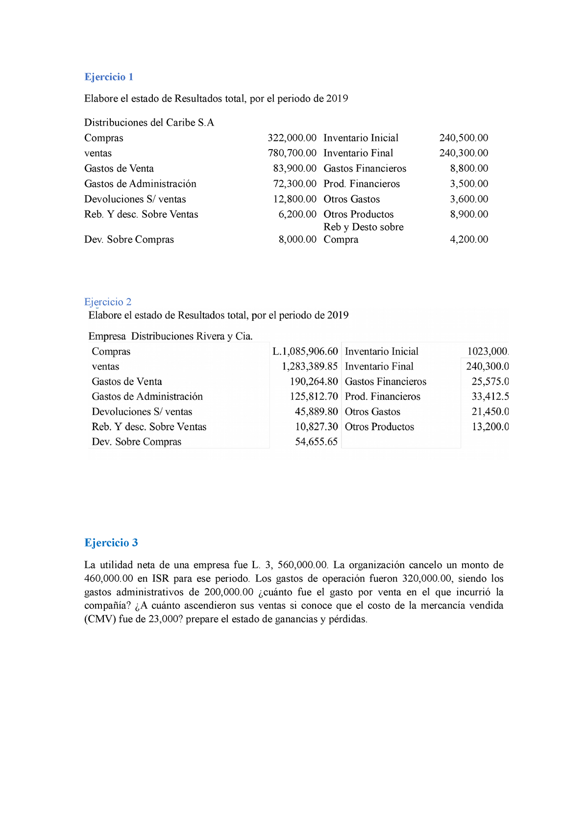 Ejercicios De Estados De Resultados Act 6 Ejercicio 1 Elabore El Estado De Resultados Total 7220