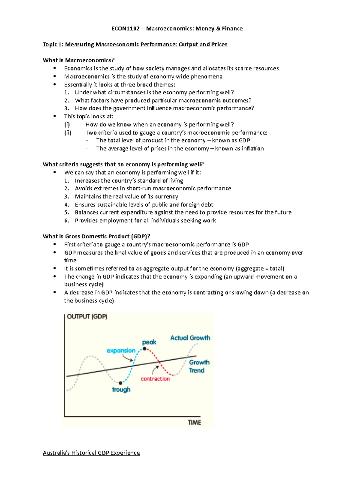 Econ1102 topic 1 - lecture notes from semester 2 2021 - ECON1102 ...