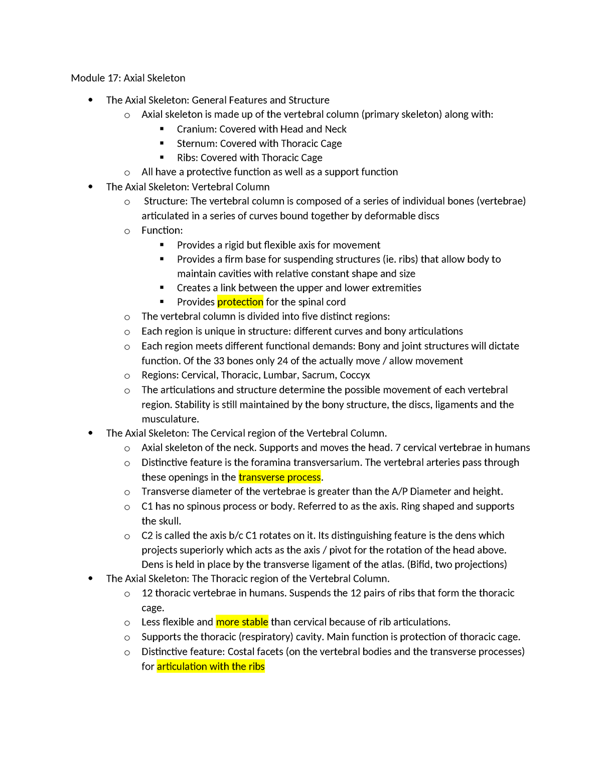 Module 17 - This lecture covered osteology of the head, neck, vertebral ...