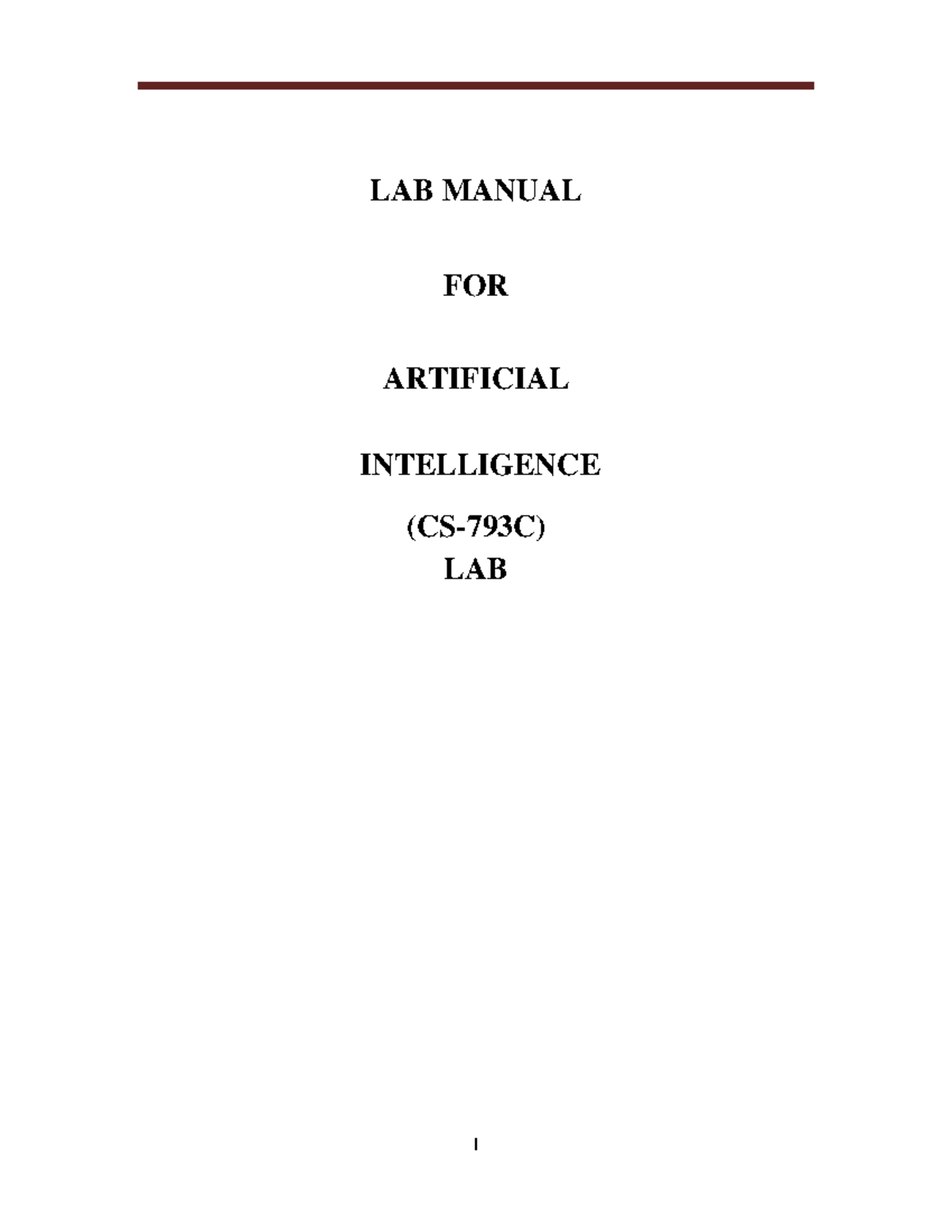LAB Manual AI bnvghhg LAB MANUAL FOR ARTIFICIAL INTELLIGENCE (CS793C) LAB STUDY OF PROLOG