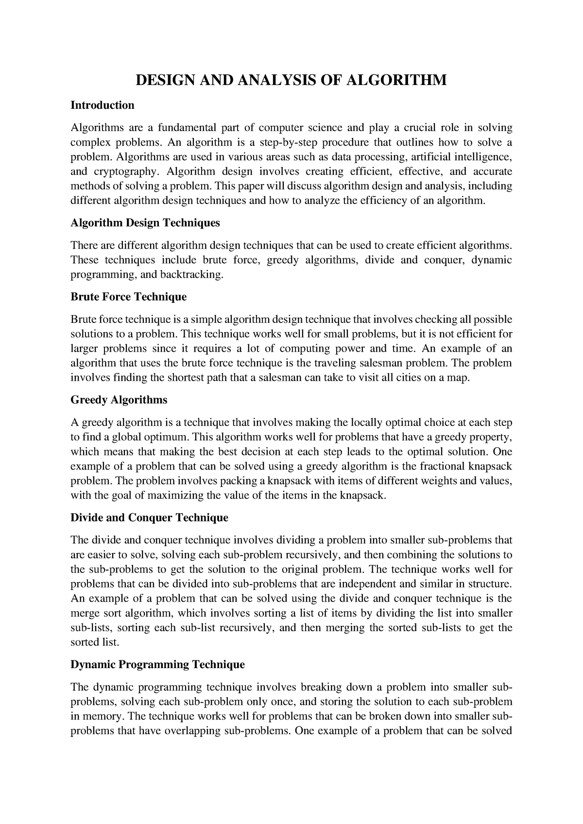 Design And Analysis Of Algorithm Design And Analysis Of Algorithm Introduction Algorithms Are 6303