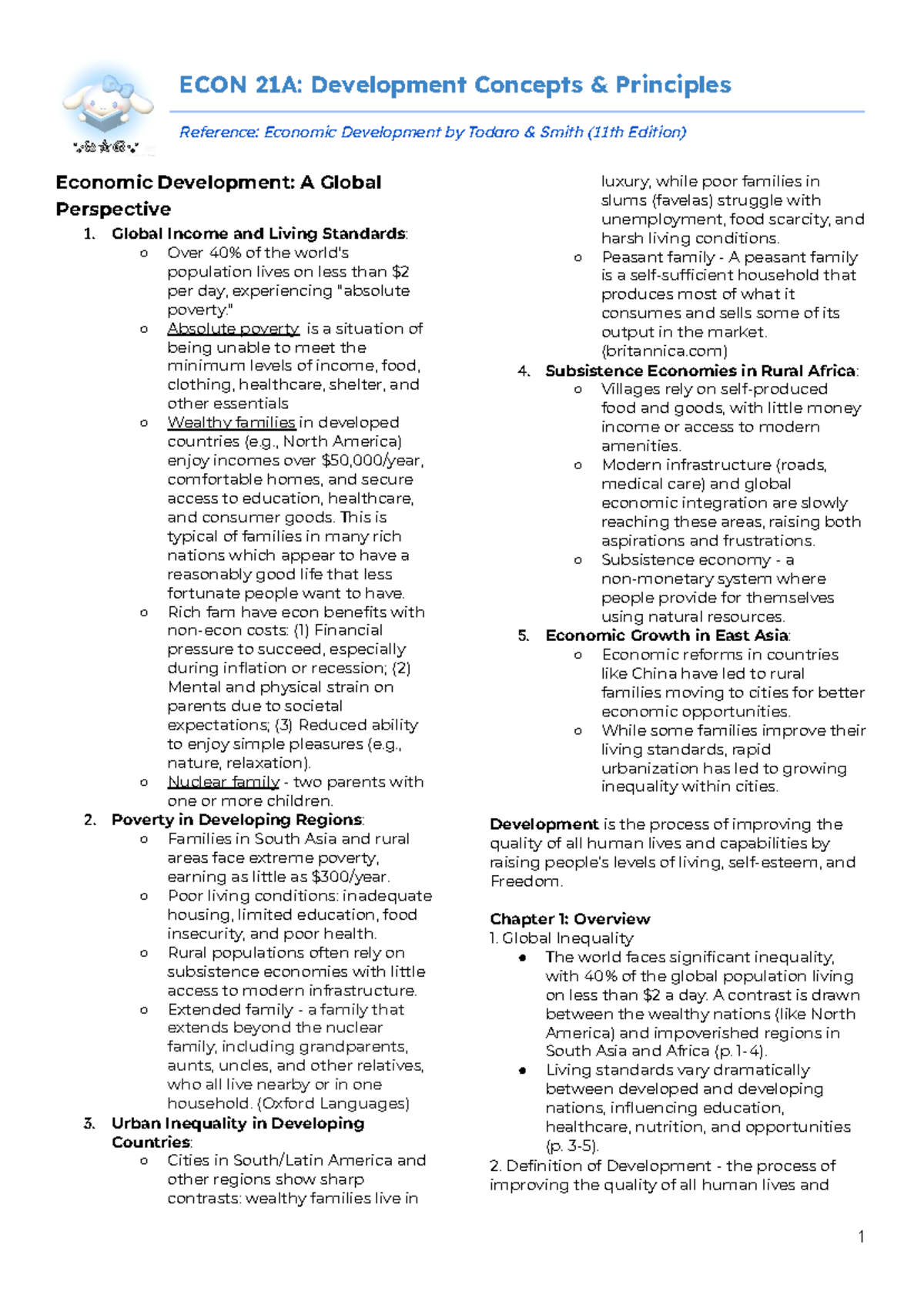ECON 21A Development Concepts & Principles - Economic Development: A ...