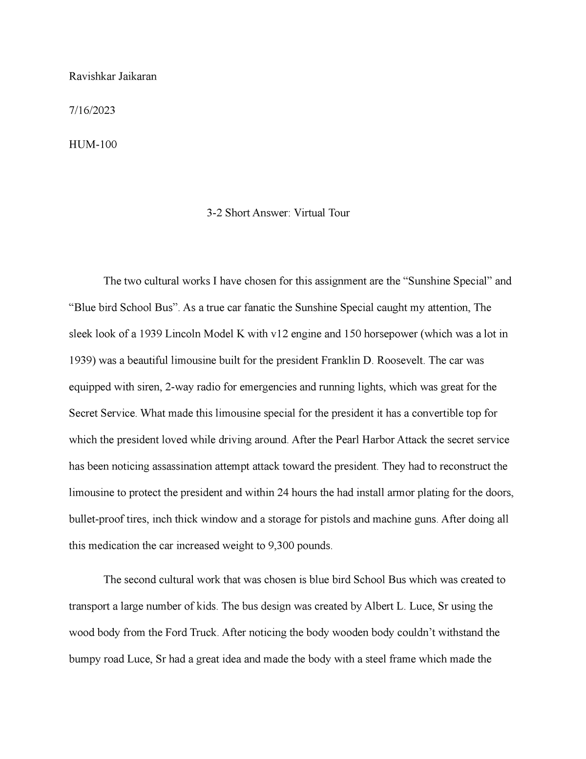 virtual tour essay