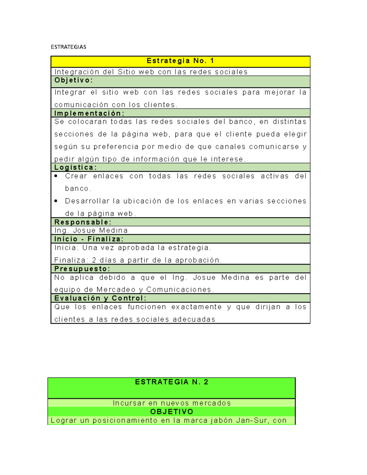 Ejemplo DE Estrategias - ESTRATEGIAS E S T R A T E G I A N O. 1 I N T E ...