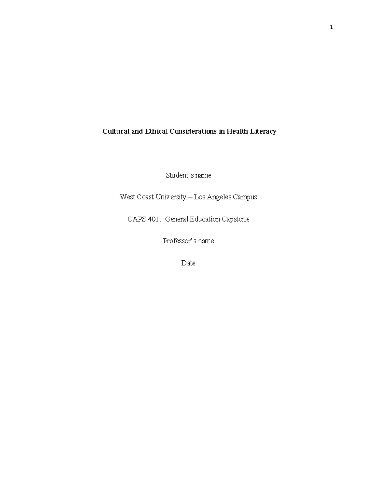 Sample - Cultural ethical Inquiry paper (7th ed - Cultural and Ethical ...