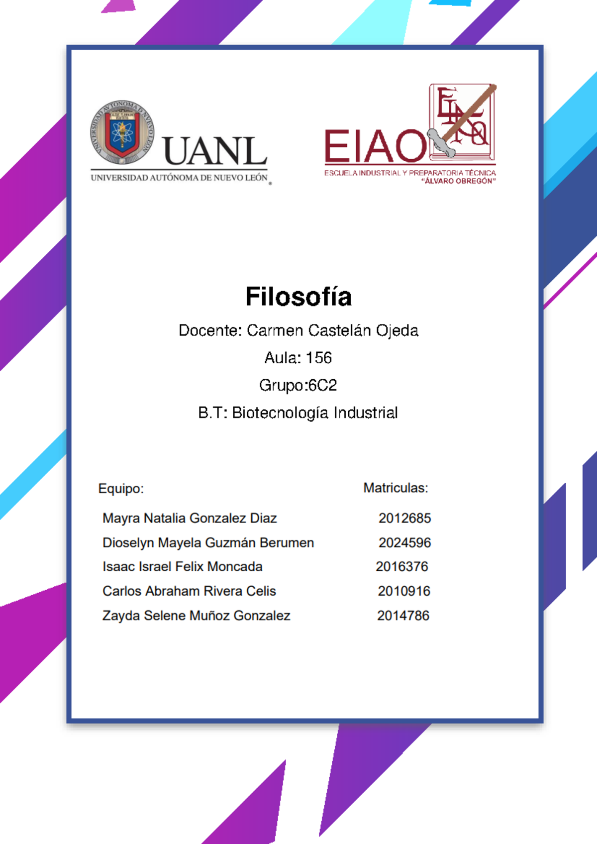 Equipo- Ev-1 Filo - Filosofía - Filosofía Docente: Carmen Castelán ...