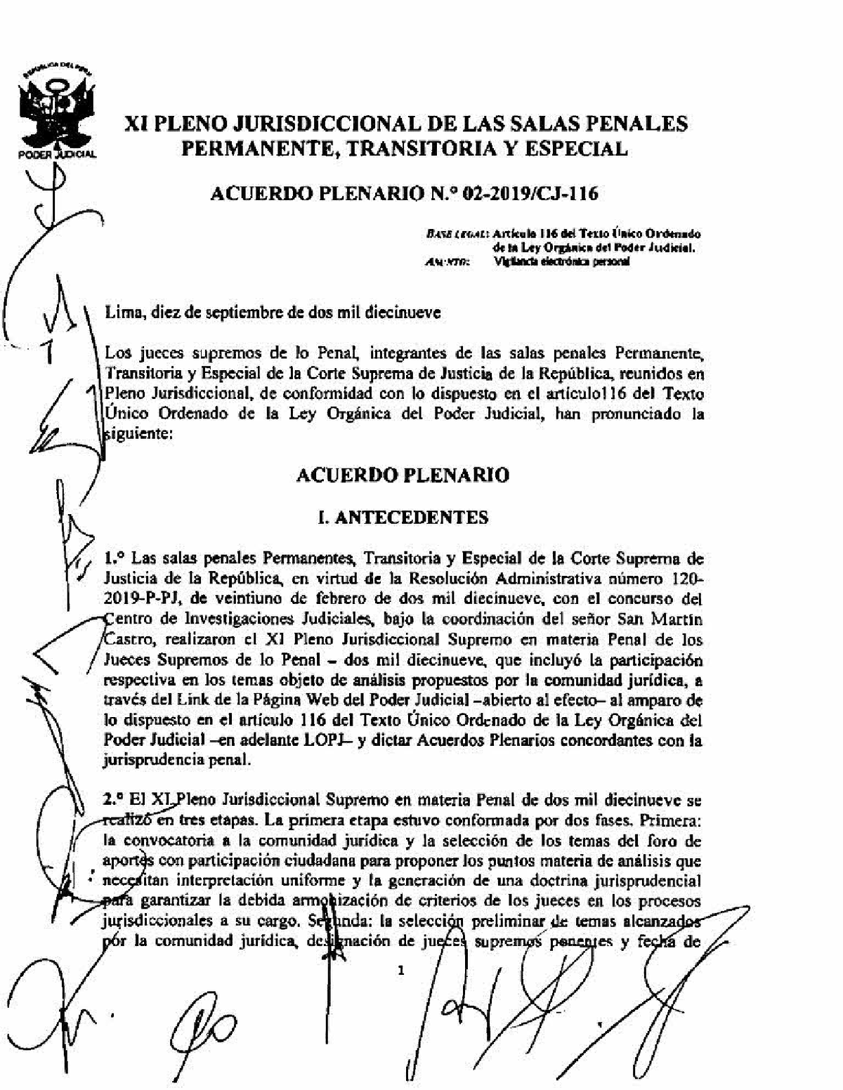 Acuerdo Penario NRO. 2-2019- Vigilancia Elctronica.- Derecho Penal I ...