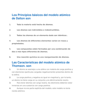 Los Principios básicos del modelo atómico de Dalton son - Los Principios  básicos del modelo atómico - Studocu