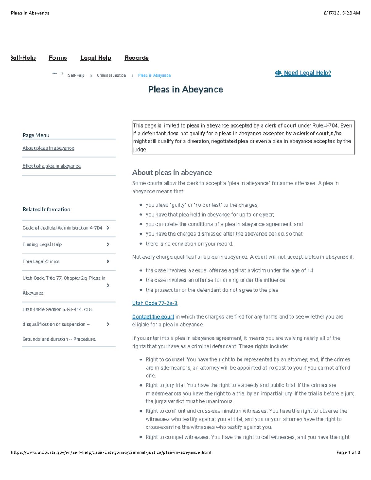 Pleas in Abeyance - This Is a law stature - Pleas in Abeyance 8/17/23 ...