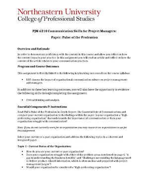 Pulse of the Profession - Paper: Pulse of the Profession By: Pooja ...