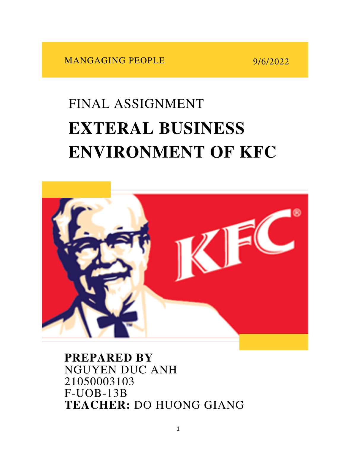 assignment on kfc