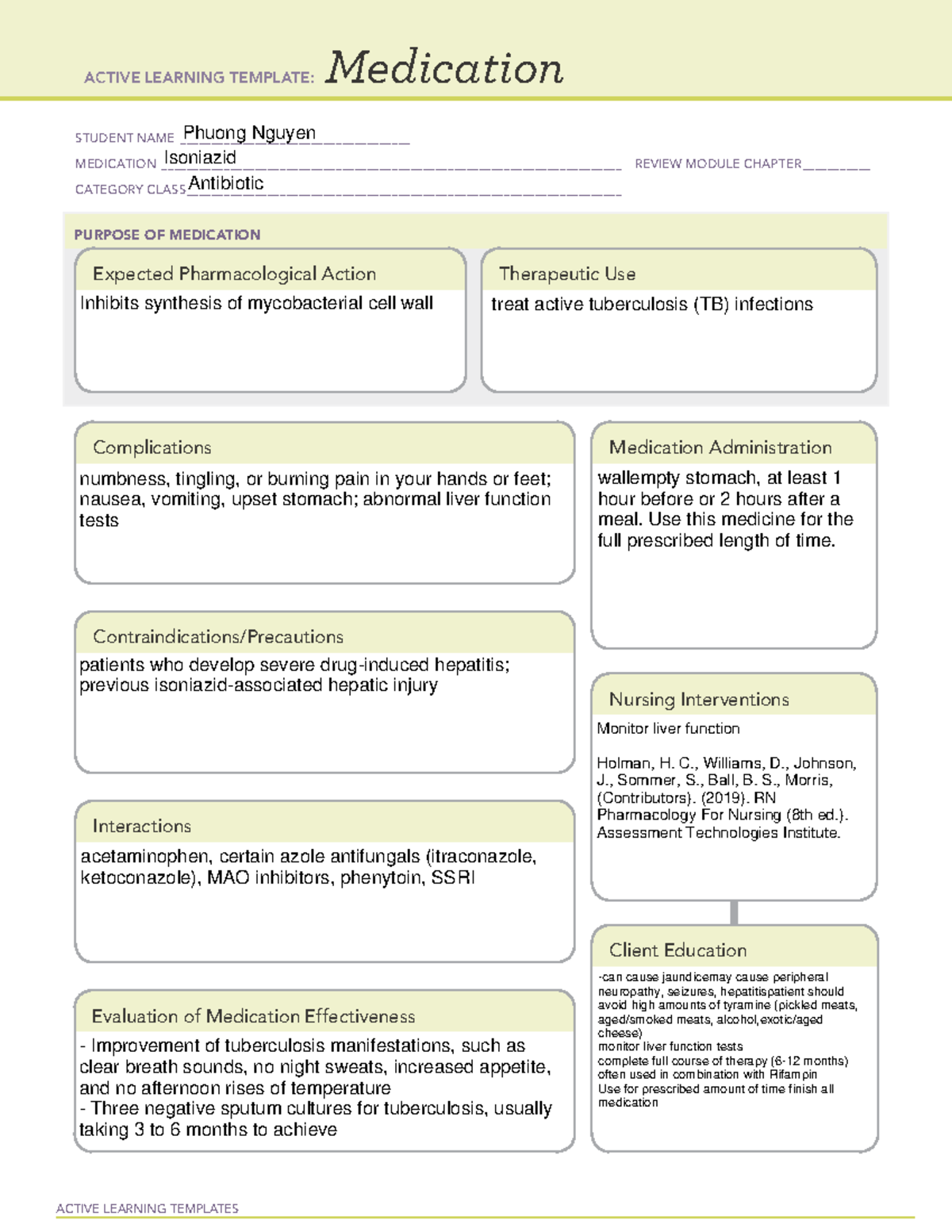 Ati Medication Template Hydrochlorothiazide