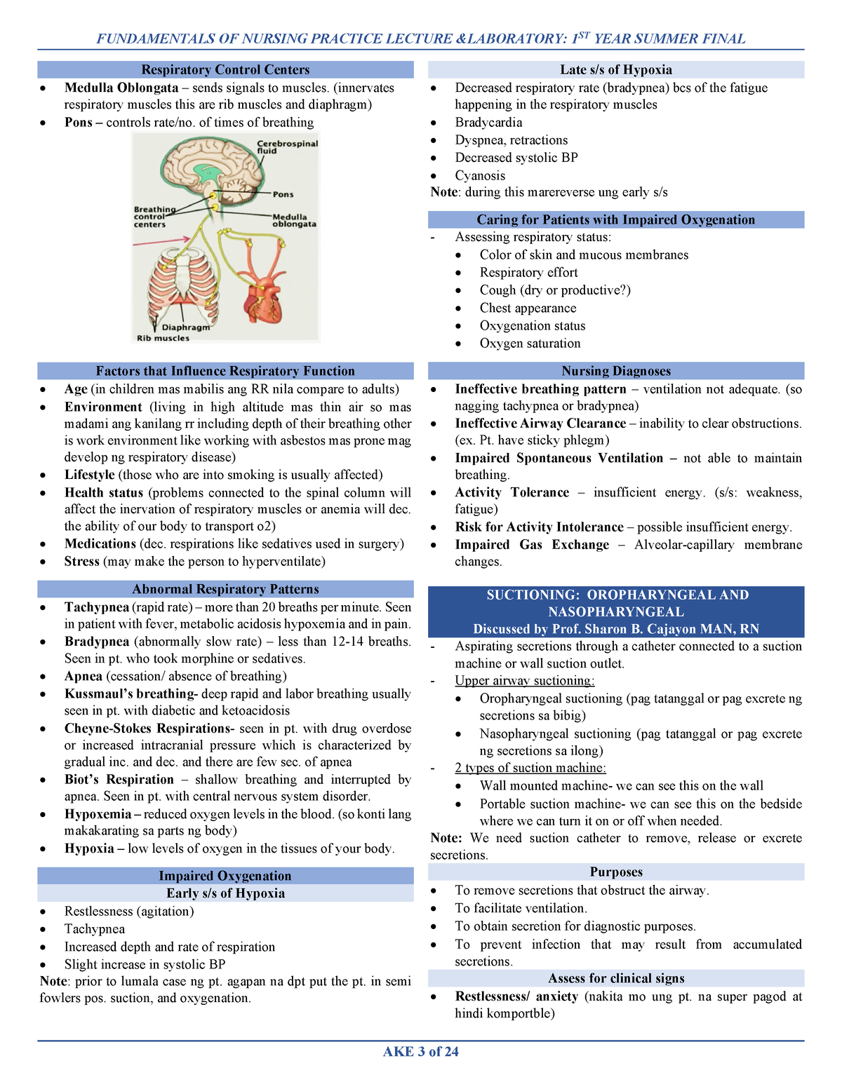 Suctioning - FUNDAMENTALS OF NURSING PRACTICE LECTURE &LABORATORY: 1 ST ...