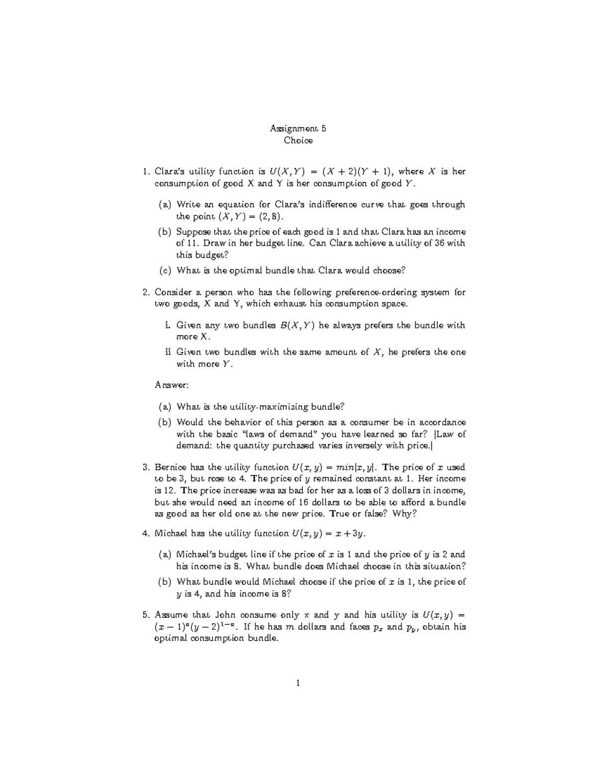 Assignment 5 Choice - Practice problems for midterm and final ...