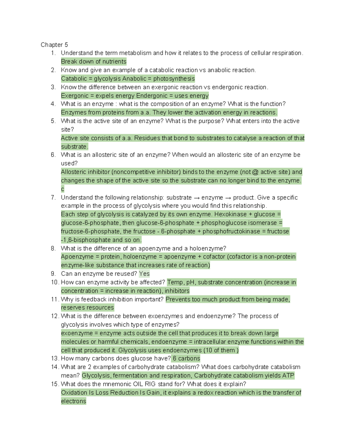 EXAM 1 Micro - Chapter 5 1. Understand the term metabolism and how it ...
